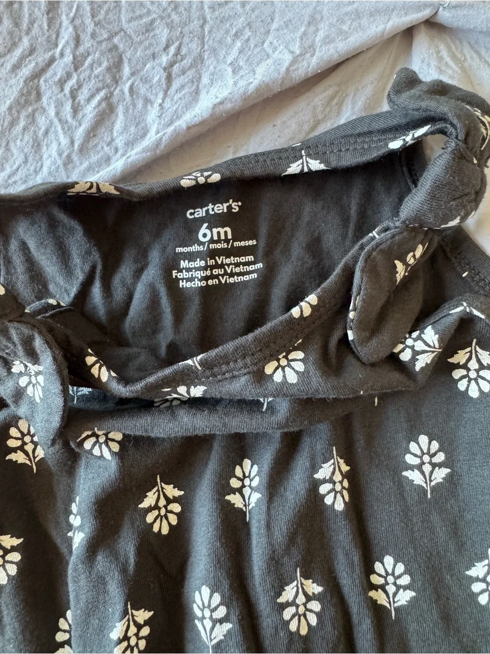 Carters Black Floral-Print Sleeveless Baby Romper